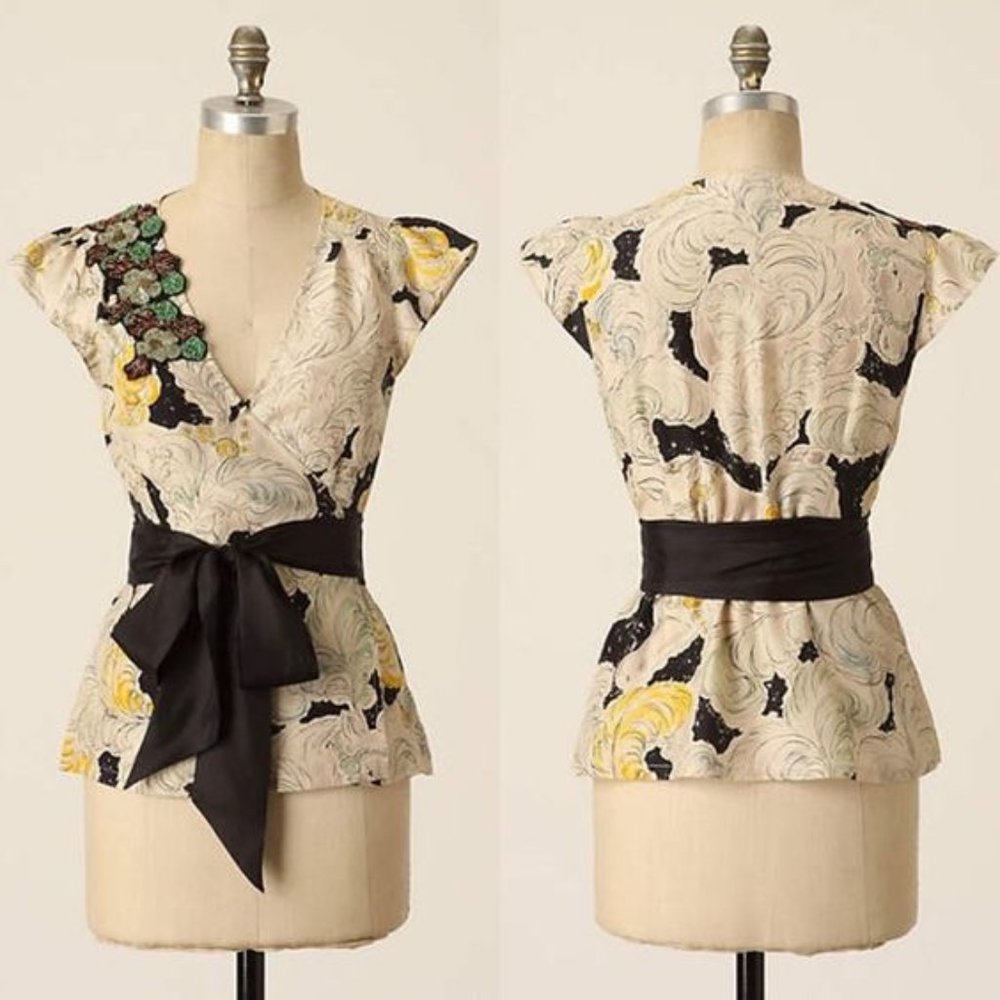 Anthropologie Odille Best in Show Silk Top Sz 8